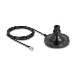 DeLOCK ULA100 Antena Magnética, Base de Antena Magnetischer Antennen Standfuß N a RP-SMA, 3 m Cable, Negro, IP67, Exterior, -40 a 85 °C