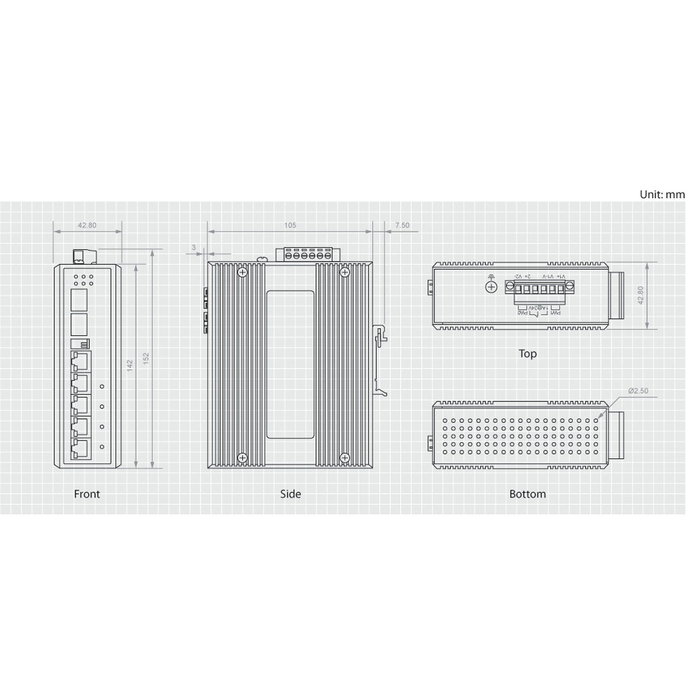 Level one Switch industrial 4p 10/100/1000 poe + 1 sfp + 1 combo
