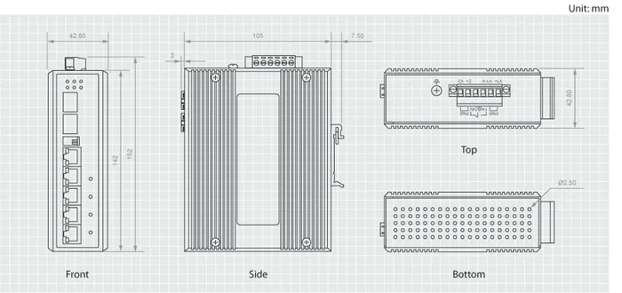 LevelOne IES-0610 Switch Industrial Gigabit Ethernet con PoE, 4 Puertos 10/100/1000 PoE+, 1 Puerto SFP Combo, Montaje Pared/DIN, Negro