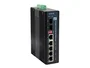 LevelOne IES-0610 Switch Industrial Gigabit Ethernet con PoE, 4 Puertos 10/100/1000 PoE+, 1 Puerto SFP Combo, Montaje Pared/DIN, Negro