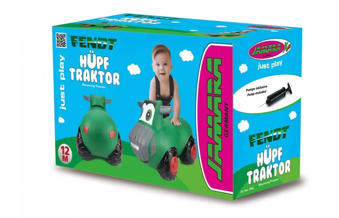 Jamara Fendt Tractor de Salto Juguete para Niños de 1 Año, Negro y Verde, Licencia Oficial, Resistente, Sin BPA, Carga 50 kg