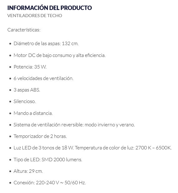 Orbegozo Ventilador de Techo CP 172132 de 132 cm, 3 Aspas y 6 Velocidades Orbegozo Ventilador de Techo CP 172132 de 132 cm, 3 Aspas y 6 Velocidades