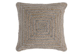 DKD Home Decor Cojín de Lana y Yute Trenzado a Mano Marrón Claro 45x45 cm