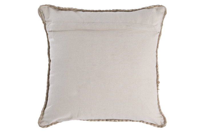 DKD Home Decor Cojín de Lana y Yute Trenzado a Mano Marrón Claro 45x45 cm