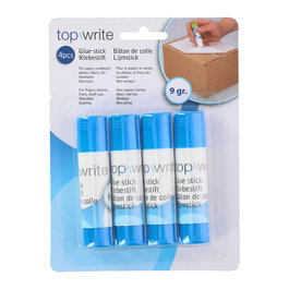 Top Write Pegamento en Barra 9 g, Pack 4 uds