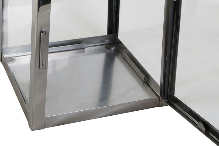 DKD Home Decor Farola Plateado Marron Acero Cristal Cuero 20 x 40 x 20 cm