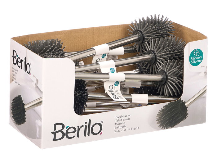 Berilo Escobilla Silicona Surtidos Colores Gris y Negro con Plástico TPR y Acero, 34.5x7.5x7.5 cm (Set de 12)