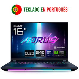 GIGABYTE AORUS MASTER 16 BZHC6PTE64SP Portátil Gaming - Intel Core Ultra 9 275HX, 16" OLED WQXGA 240Hz, RTX 5090 24GB, 32GB RAM, 1TB SSD, Windows 11 Pro, Negro, Teclado Portugués
