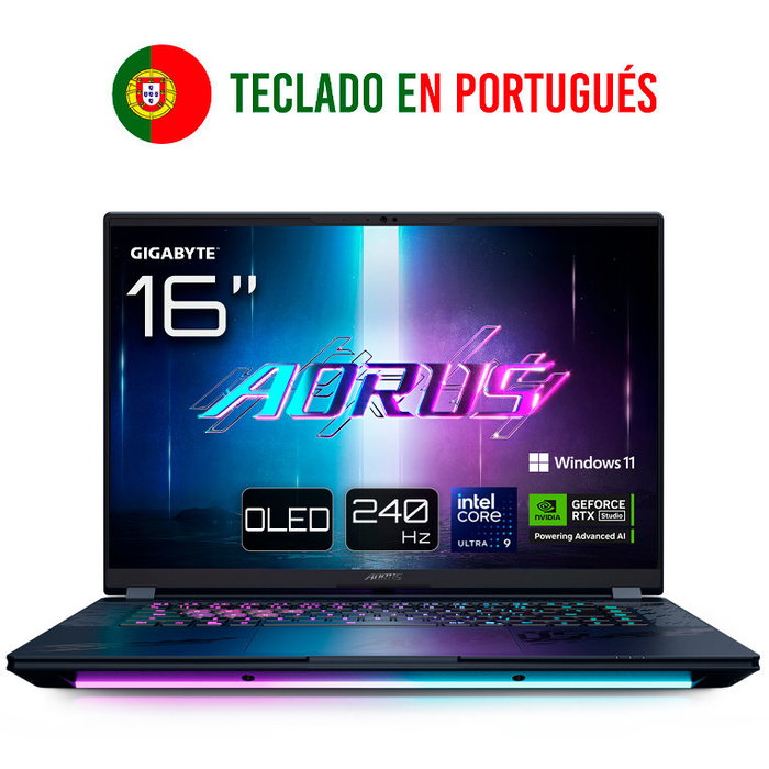 GIGABYTE AORUS MASTER 16 BZHC6PTE64SP Portátil Gaming - Intel Core Ultra 9 275HX, 16" OLED WQXGA 240Hz, RTX 5090 24GB, 32GB RAM, 1TB SSD, Windows 11 Pro, Negro, Teclado Portugués GIGABYTE AORUS MASTER 16 BZHC6PTE64SP Portátil Gaming - Intel Core Ultra 9 275HX, 16" OLED WQXGA 240Hz, RTX 5090 24GB, 32GB RAM, 1TB SSD, Windows 11 Pro, Negro, Teclado Portugués