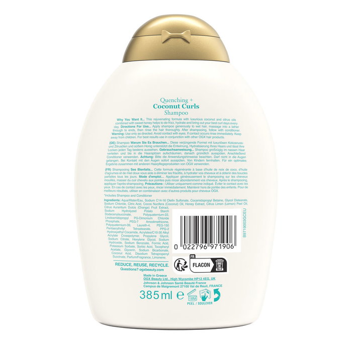 Ogx COCONUT CURLS Champú para Rizos Definidos e Hidratados con Aceite de Coco, 385 ml