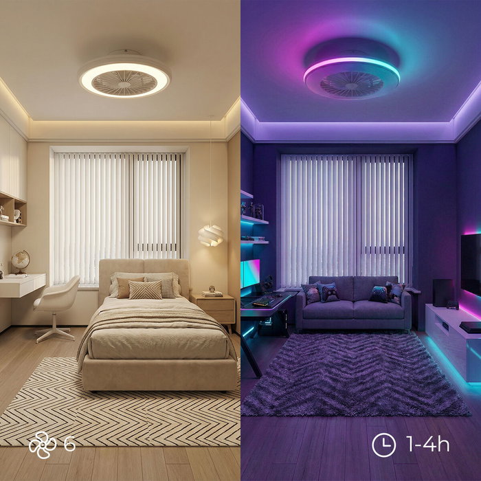 Ventilador de Techo con Luz LED RGB, Aspas Ocultas y Mando a Distancia Nexory InnovaGoods