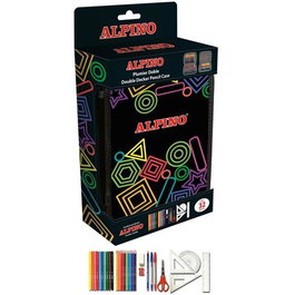 Alpino Plumier Doble Black Estuche Escolar con 32 Piezas Material Incluido