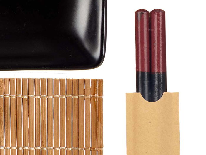 Kinvara Set de Sushi de Cerámica y Bambú Negro 6 Piezas 20x3x27 cm (Set de 12)