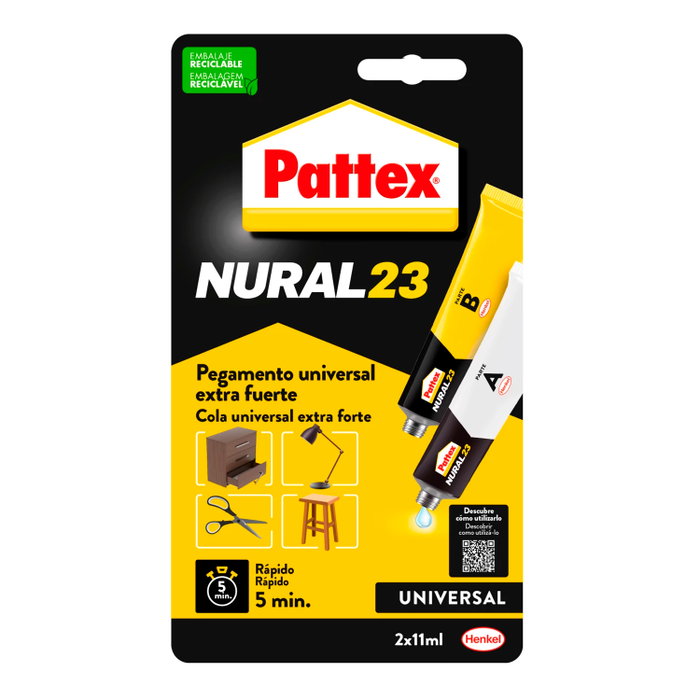 PATTEX Nural 23 Pegamento Rápido Universal 22 ml (2 Tubos de 11 ml)