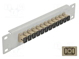 DeLOCK Patchpanel de fibra óptica 10 pulgadas 12 puertos SC Simplex beige/gris 1U