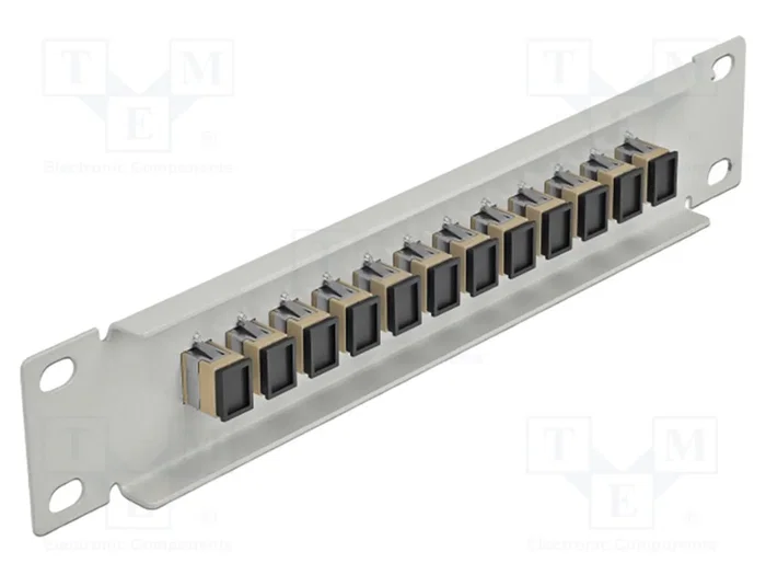DeLOCK Patchpanel de fibra óptica 10 pulgadas 12 puertos SC Simplex beige/gris 1U