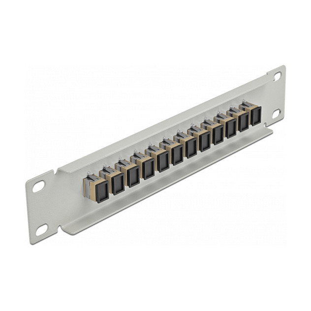 DeLOCK Panel de Conexión de Fibra Óptica 12 Puertos SC Simplex, 1U, Beige y Gris, 44 mm, Referencia 10'' LWL Patchpanel