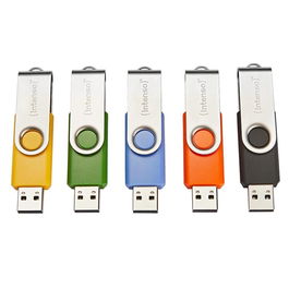 Intenso Basic Line 3503561 Pack de 10 Memorias USB 2.0 8GB - Lápiz USB con Eslabón Giratorio, Colores Sur