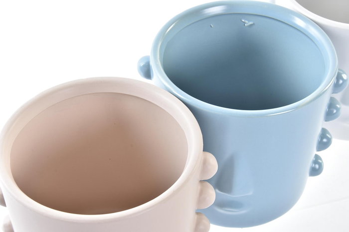 DKD Home Decor Macetero Urban Gres Cara 13 x 12.5 x 15 cm (4 Unidades)