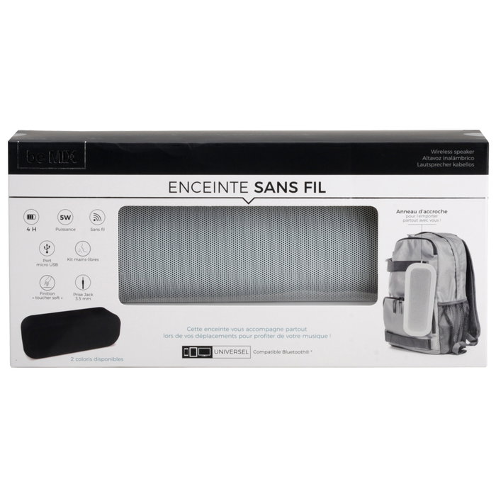 Be Mix Altavoz 5W Silicona Inalámbrico Bluetooth USB Micro USB Blanco Negro 23.5x6.5x9.5cm