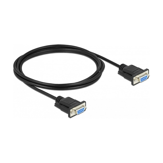DeLOCK Cable RS-232 D-Sub 9 hembra a hembra de módem nulo con carcasa estrecha, 2 m DeLOCK Cable RS-232 D-Sub 9 hembra a hembra de módem nulo con carcasa estrecha, 2 m