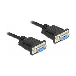 DeLOCK Cable RS-232 D-Sub 9 hembra a hembra de módem nulo con carcasa estrecha, 2 m