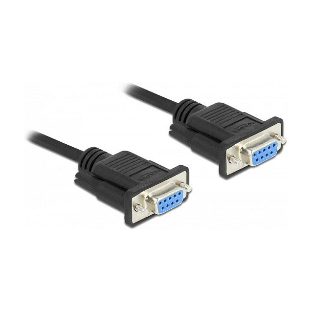 DeLOCK Cable RS-232 D-Sub 9 hembra a hembra de módem nulo con carcasa estrecha, 2 m DeLOCK Cable RS-232 D-Sub 9 hembra a hembra de módem nulo con carcasa estrecha, 2 m