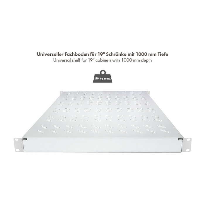 LogiLink Estantería ajustable de 19 pulgadas para racks con 1000 mm de profundidad, gris claro