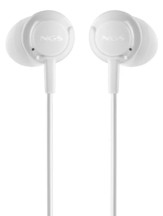 NGS CROSS DRIFT WHITE Auriculares Intrauditivos con Cable, Micrófono con Botón Multifunción y Control de Volumen para Llamadas y Música, Color Blanco