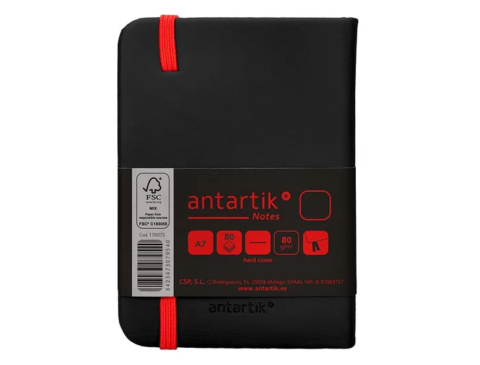 Antartik Cuaderno A7 Tapa Dura Hojas Lisas Negro y Rojo 80 Hojas 80gr FSC Antartik Cuaderno A7 Tapa Dura Hojas Lisas Negro y Rojo 80 Hojas 80gr FSC