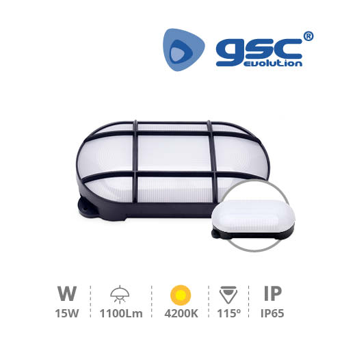 GSC Evolution Aplique LED ovalado Cercis con rejilla 15W 4000K Negro