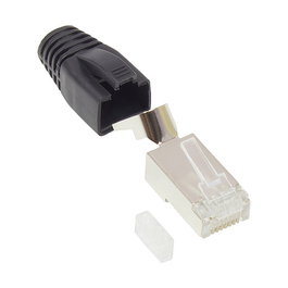 Alcasa GC-N0093 Conector de Red RJ45 1 pieza, Cat6A, Contactos Chapados en Oro, Color Negro