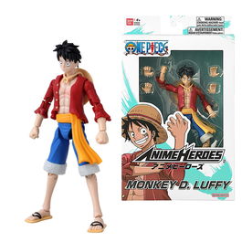 Bandai Anime Heroes One Piece Figura de Acción de Luffy 37008 - 17 cm con 17 Puntos de Articulación