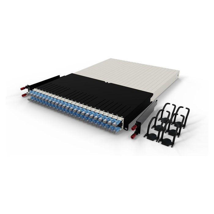 PATCHBOX patchbox.one Kabeleinzugssystem 30RU/STP (1,8 m) con 24 Casetes, Cable de Parcheo Cat. 6a U/FTP Azul, PoE, PONE30STPBL