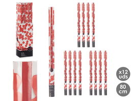 Arte Regal Cañón Confeti Pétalos 80 cm (Papel, Cartón, Metal) Confeti Plástico Rojo (Set de 24)
