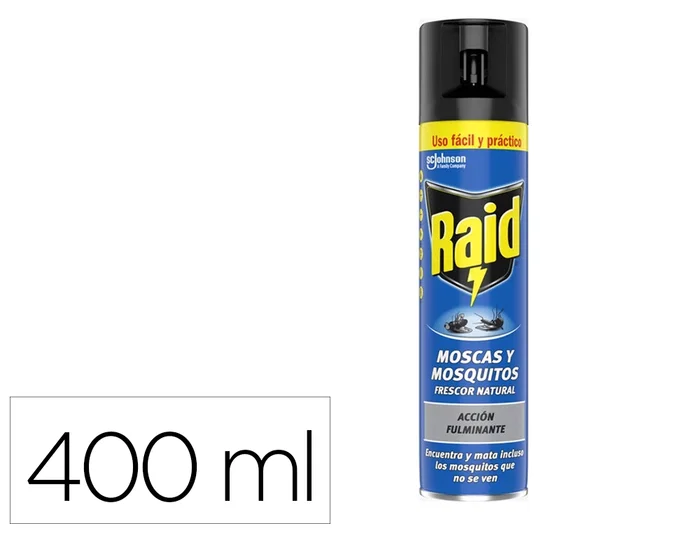 Raid Insecticida Spray Moscas y Mosquitos Frescor Natural Bote 400 ml