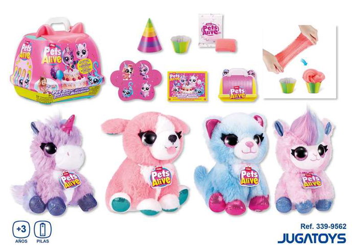 Zuru Pet Shop Surprise Peluche Animalito Interactivo en Transportín Fiesta de Cumpleaños - Repite lo que Dices - Modelos Surtidos, 3 Años