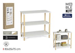 Inde Estantería Madera Rectangular 3 Niveles Blanca 80x25x60 cm