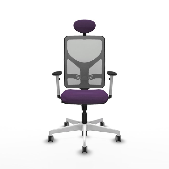 PIQUERAS Y CRESPO Silla de oficina Motilla con mecanismo Sincro, Tela Morada y Malla Gris