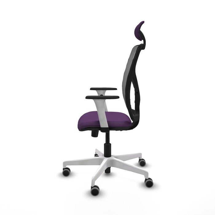 PIQUERAS Y CRESPO Silla de oficina Motilla con mecanismo Sincro, Tela Morada y Malla Gris