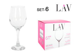Lav Set 6 Copas Vino 300 cc, ø6x6x19 cm (4 Cajas)