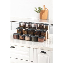 Hermia Set 15 Cajas de Almacenaje Plástico Antracita BNMPOLYAS15-51217SRG 550ml 1200ml 1750ml Apto Microondas Lavavajillas
