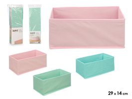Kipit Caja Plegable Organizadora con Tapa 29x14x13 cm, Surtido en Colores Rosa, Turquesa o Verde (Set de 24)