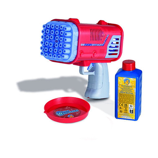 PUSTEFIX Bubble Bazooka - Pistola de juguete para niños de 4 años en adelante - Colores Azul y Rojo