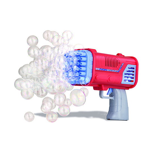 PUSTEFIX Bubble Bazooka - Pistola de juguete para niños de 4 años en adelante - Colores Azul y Rojo