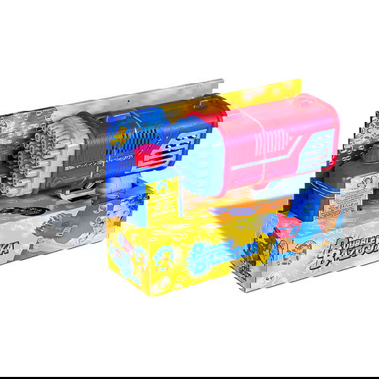 PUSTEFIX Bubble Bazooka - Pistola de juguete para niños de 4 años en adelante - Colores Azul y Rojo