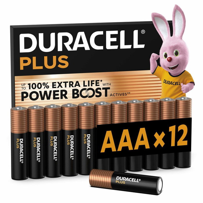 Duracell Plus Power Boost Pilas AAA 1,5V, Pack de 12