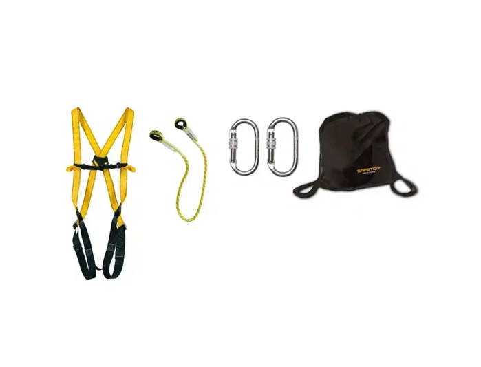 Safetop Kit Elbrus 71B Arnés Trevinca + Cuerda 1 m + 2 Mosquetones + Mochila