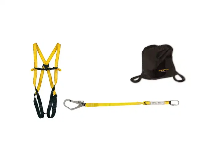 Safetop Kit Elbrus 71B Arnés Trevinca + Cuerda 1 m + 2 Mosquetones + Mochila
