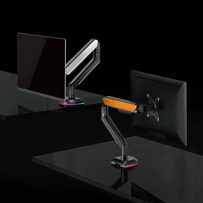 Aisens Soporte de Mesa Gaming RGB DT32TSR-249 Negro-Naranja